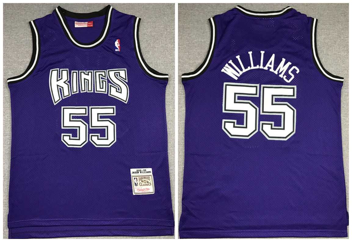 Men%27s Sacramento Kings Purple #55 Jason Williams 1998-99 Throwback Stitched NBA Jersey->milwaukee bucks->NBA Jersey
